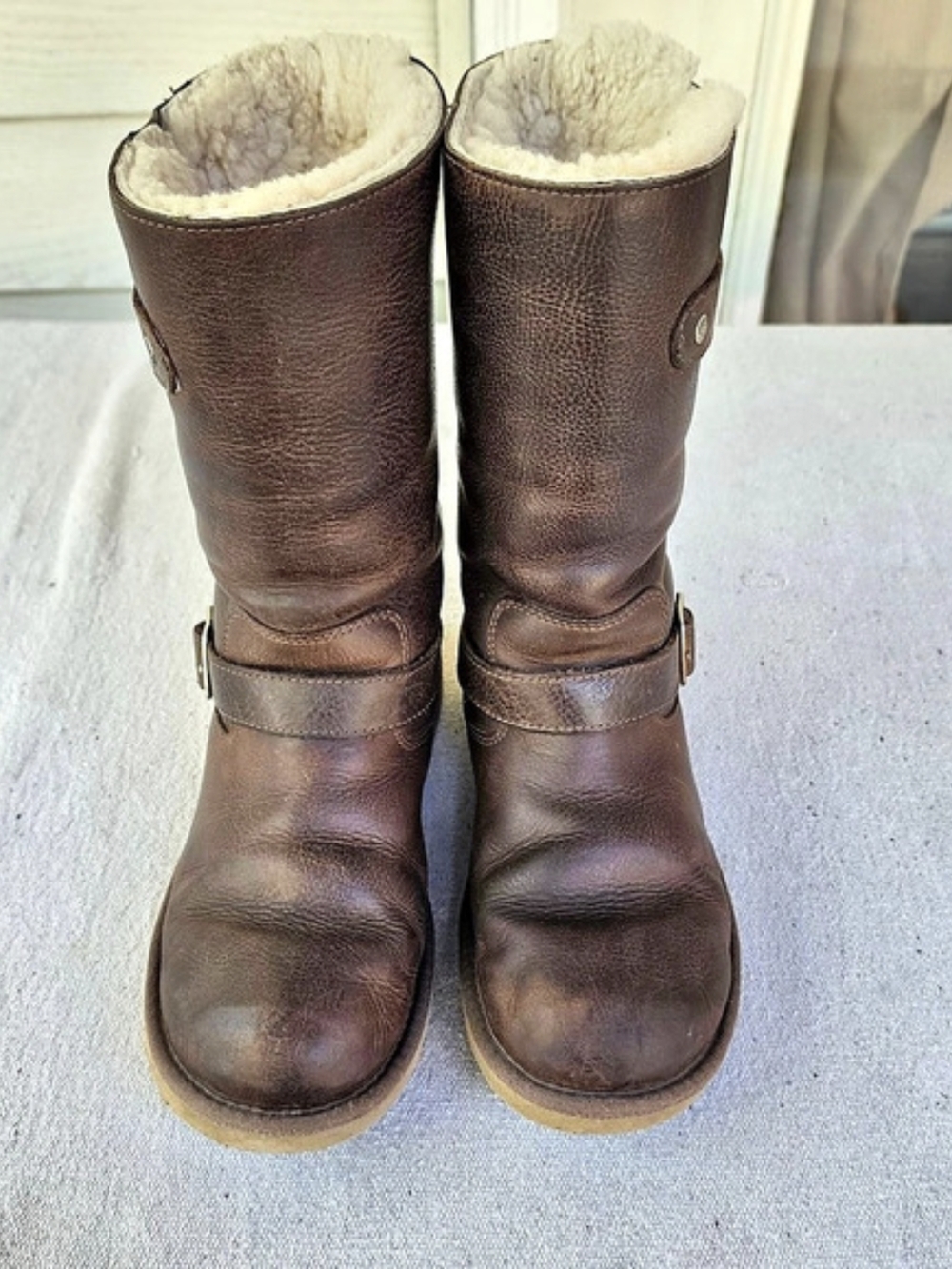 UGG Australia Women's Leather Mid-Calf Boots Kensington Moto Boots US 7 EU 38